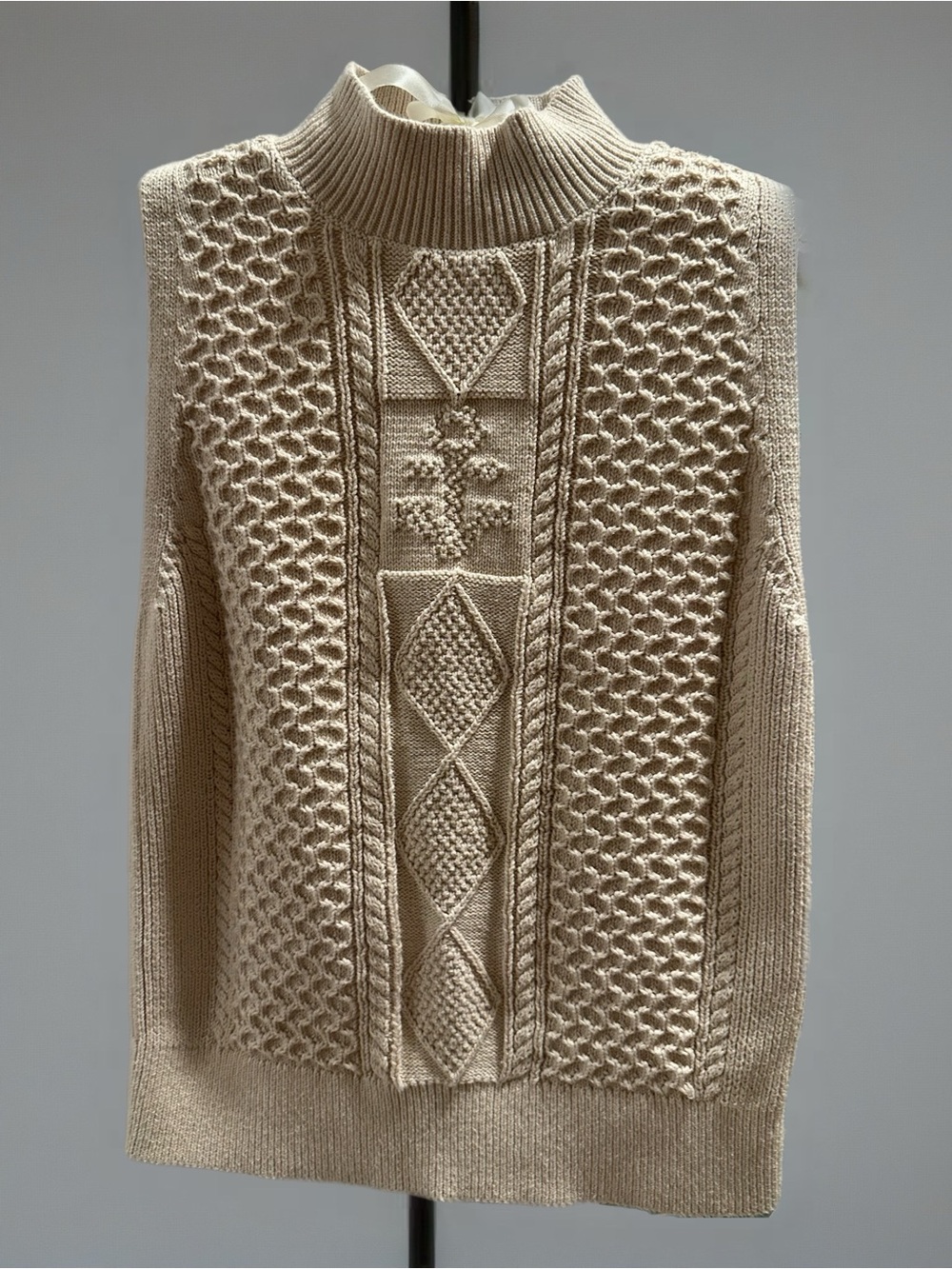 Nautica Cream Cable Knit Turtleneck Sweater Vest
